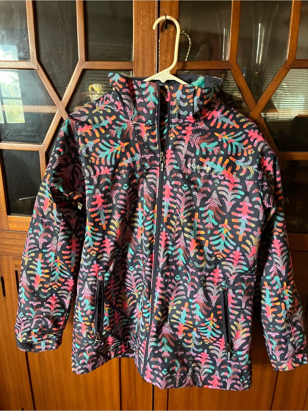 Columbia kids coat with detachable fleece teal lining size XL